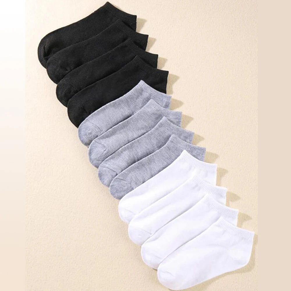 12 Pairs Solid Color Boat Socks Comfortable Breathable High-Quality Men's Business Low Tube Socks Casual Men Slipper Floor Socks